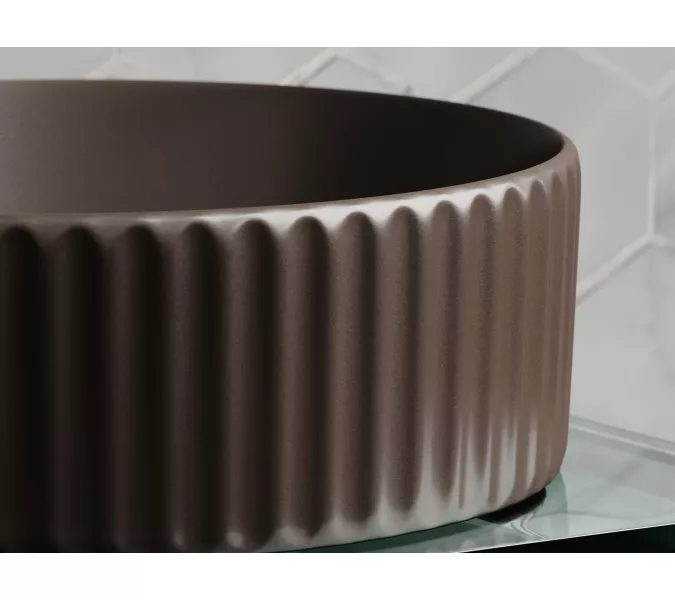 Умывальник чаша Ceramica Nova накладная круглая (цвет Темно-Коричневый Матовый) 360*360*115мм, Выбрать цвет: Коричневый, изображение 6