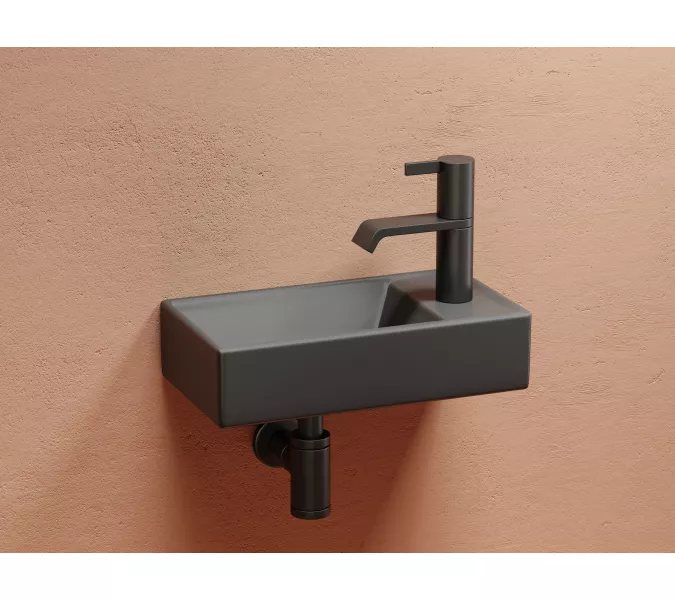 Умывальник подвесной Ceramica Nova L/R,  темный антрацит матовый Element 407*217*100, Выбрать цвет: Темный антрацит матовый, Ориентация: левая, изображение 2