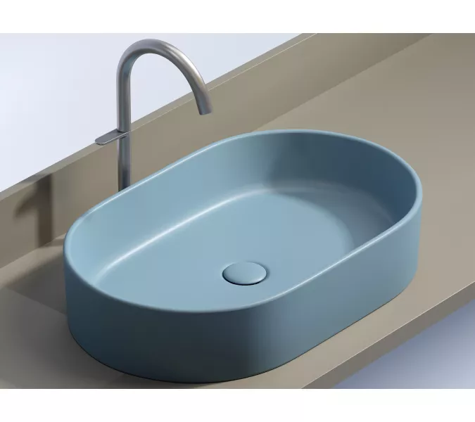 Умывальник чаша Ceramica Nova накладная овальная (цвет Голубой Матовый) Element 608*385*122мм, Выбрать цвет: Голубой, изображение 2