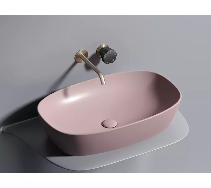 Умывальник чаша Ceramica Nova накладная овальная (цвет Розовый Матовый) Element 600*380*138мм, Выбрать цвет: Розовый