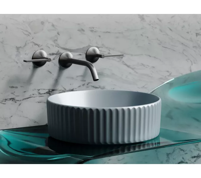 Умывальник чаша Ceramica Nova накладная круглая (цвет Серо-Голубой Матовый) Element 360*360*115мм, Выбрать цвет: Серо-голубой, изображение 2