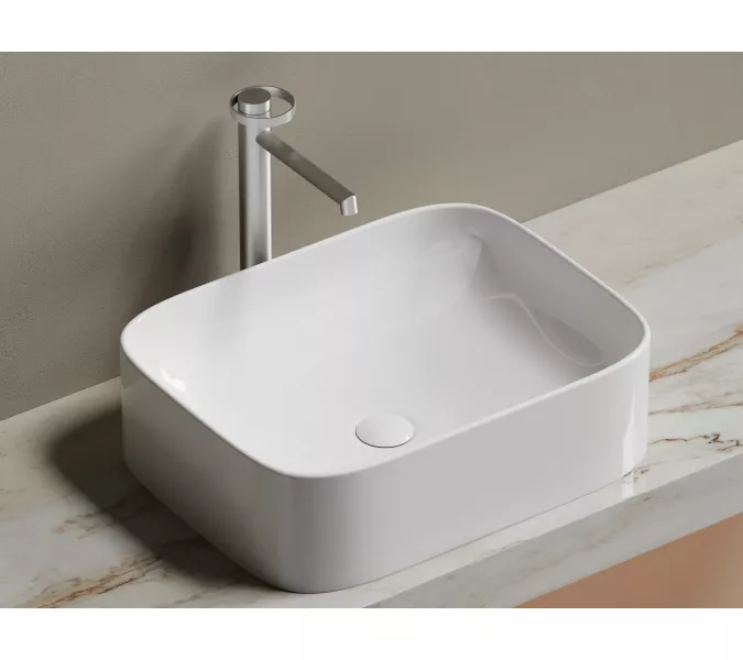 Умывальник чаша Ceramica Nova накладная прямоугольная Element 505*380*150мм, Выбрать цвет: Белый