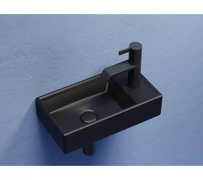Умывальник подвесной Ceramica Nova L/R,  черный матовый Element 407*217*100, Выбрать цвет: Черный матовый, Ориентация: левая