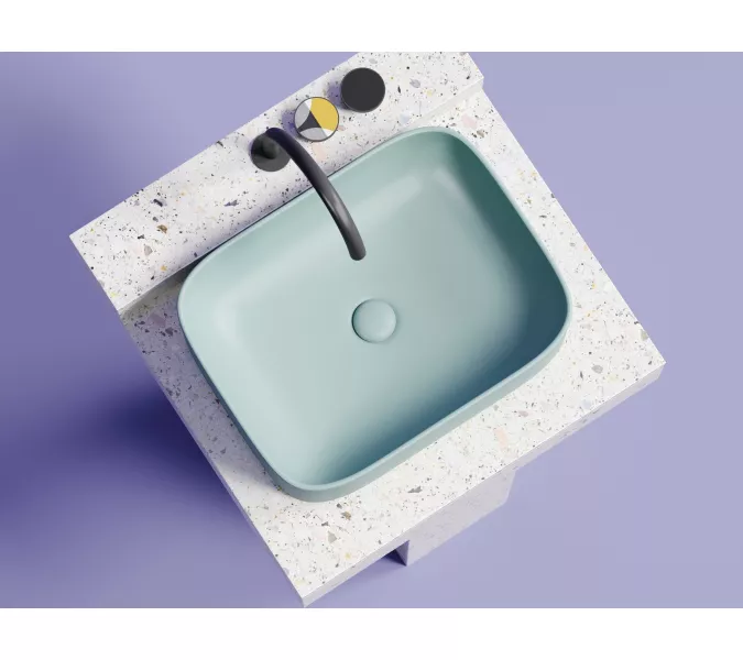 Умывальник чаша Ceramica Nova накладная прямоугольная (цвет Зеленый Матовый) Element 505*380*150мм, Выбрать цвет: Зеленый, изображение 3
