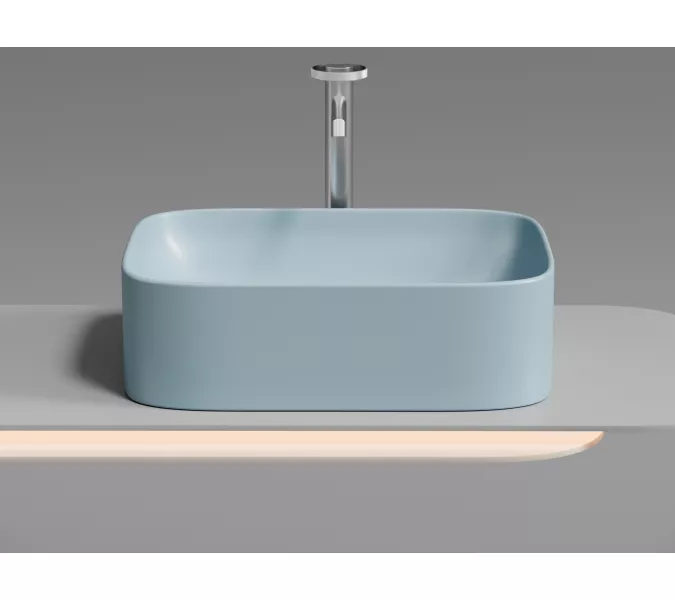 Умывальник чаша Ceramica Nova накладная прямоугольная (цвет Голубой Матовый) Element 505*380*150мм, Выбрать цвет: Голубой, изображение 3