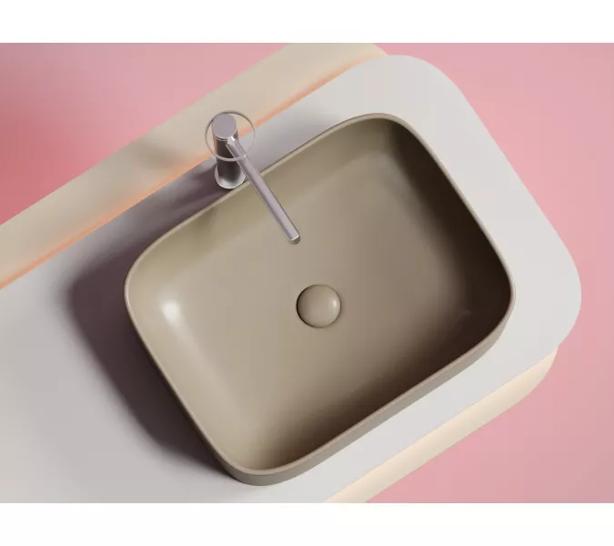 Умывальник чаша Ceramica Nova  накладная прямоугольная (цвет Капучино Матовый) Element 505*380*150мм, Выбрать цвет: Капучино, изображение 3