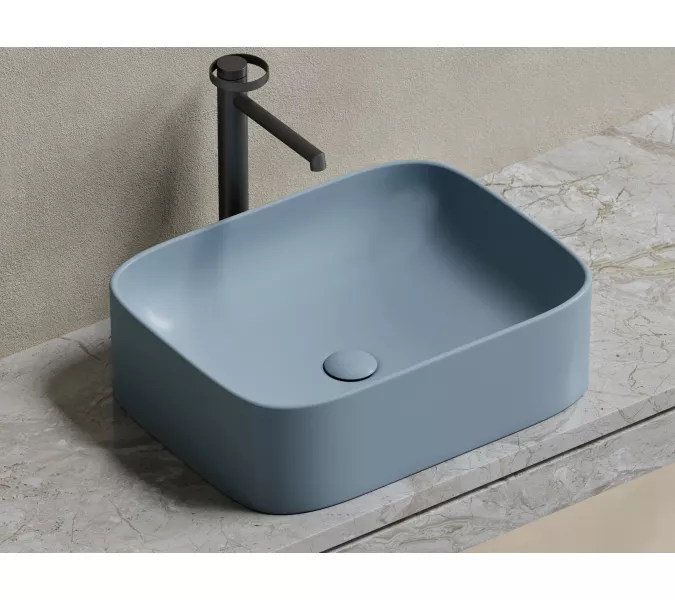 Умывальник чаша Ceramica Nova накладная прямоугольная (цвет Серо-Голубой Матовый) Element 505*380*150мм, Выбрать цвет: Серо-голубой