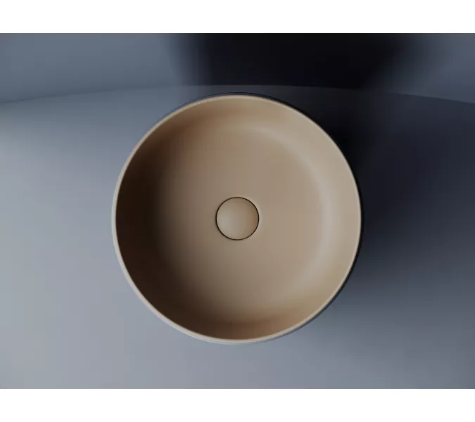 Раковина Ceramica Nova накладная круглая 356*356*135, без перелива, цвет капучино матовый, Выбрать цвет: Бежевый, изображение 3