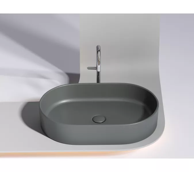 Умывальник чаша Ceramica Nova накладная овальная (цвет Темный Антрацит Матовый) Element 608*385*122мм, Выбрать цвет: Темно-серый, изображение 2