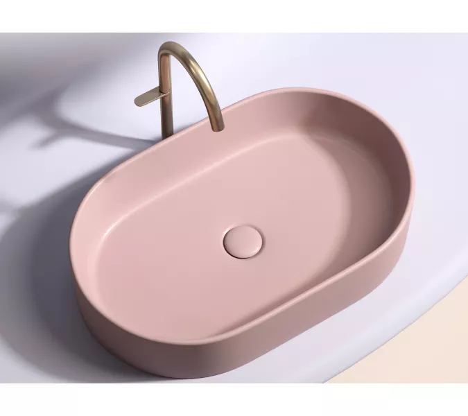Умывальник чаша Ceramica Nova  накладная овальная (цвет Розовый Матовый) Element 608*385*122мм, Выбрать цвет: Розовый
