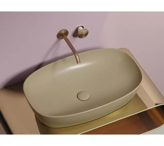 Умывальник чаша Ceramica Nova накладная овальная (цвет Капучино Матовый) Element 600*380*138мм, Выбрать цвет: Бежевый