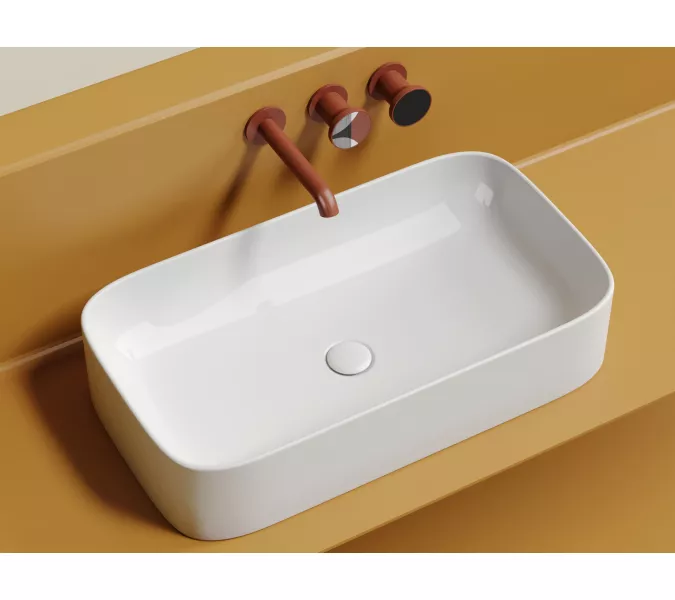 Умывальник чаша Ceramica Nova  накладная прямоугольная Element 705*380*150мм, Выбрать цвет: Белый, изображение 2