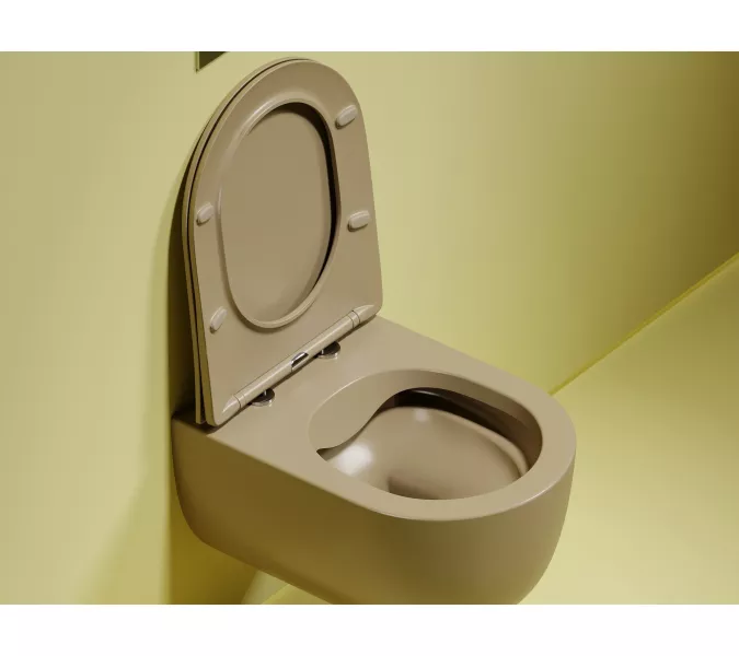 Подвесной унитаз Ceramica Nova Modena Rimless (цвет Капучино Матовый), Выбрать цвет: Бежевый, изображение 6