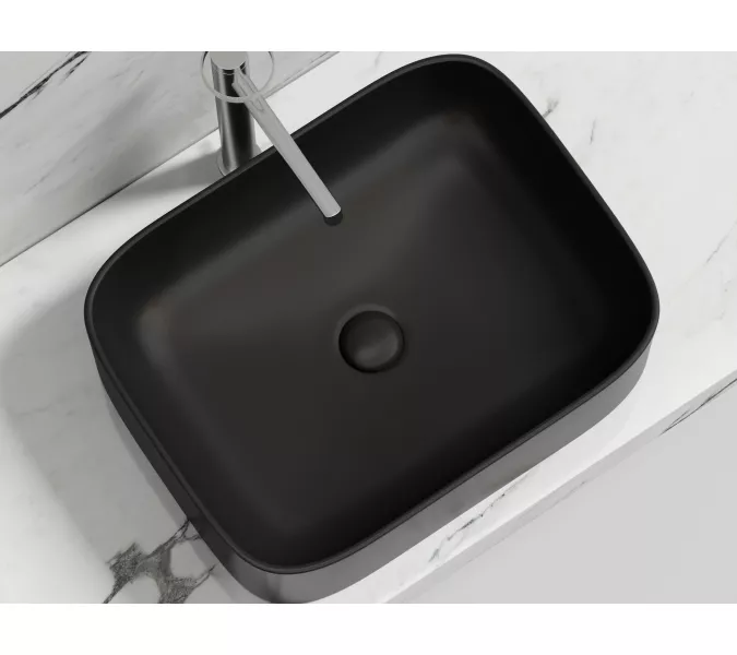 Умывальник чаша Ceramica Nova накладная прямоугольная (цвет Черный Матовый) Element 505*380*150мм, Выбрать цвет: Черный, изображение 3