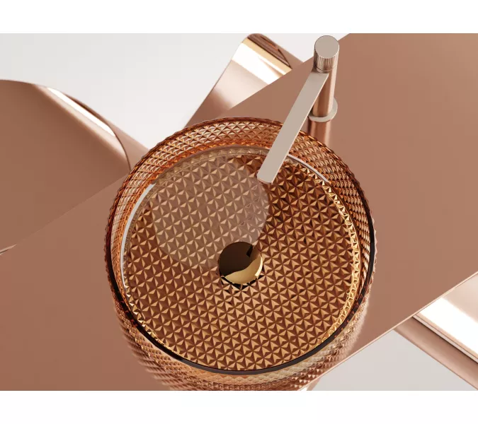 Умывальник чаша Ceramica Nova  накладная круглая (цвет бежевый) Cristal 360*360*112мм, Выбрать цвет: Бежевый, изображение 3