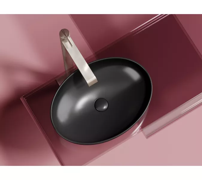 Умывальник чаша Ceramica Nova накладная овальная (цвет Черный Матовый) Element 502*363*145мм, Выбрать цвет: Черный, изображение 2