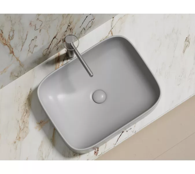 Умывальник чаша Ceramica Nova накладная прямоугольная (цвет Серый Матовый) Element 505*380*150мм, Выбрать цвет: Серый, изображение 3