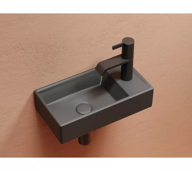 Умывальник подвесной Ceramica Nova L/R,  темный антрацит матовый Element 407*217*100, Выбрать цвет: Темный антрацит матовый, Ориентация: левая