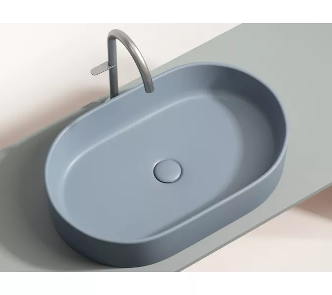 Умывальник чаша Ceramica Nova накладная овальная (цвет Серо-Голубой Матовый) Element 608*385*122мм, Выбрать цвет: Серо-голубой