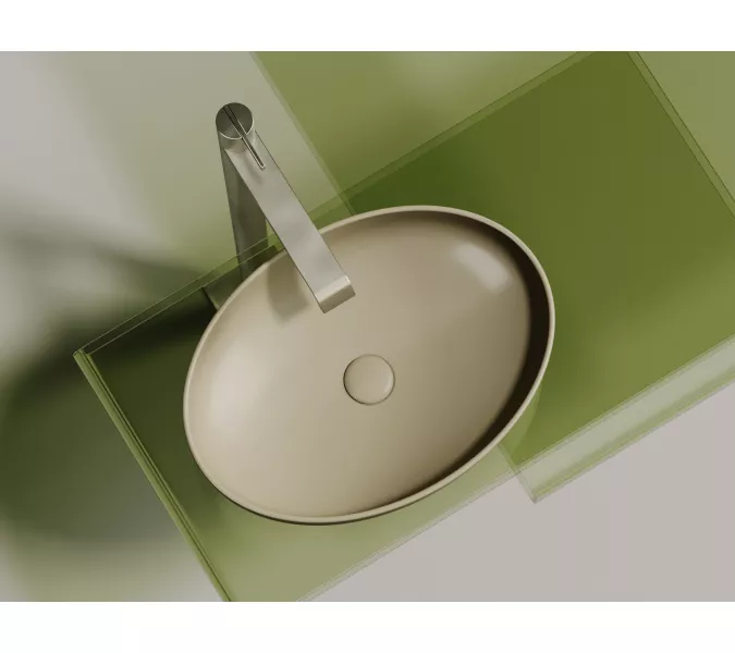 Умывальник чаша Ceramica Nova накладная овальная (цвет Капучино Матовый) Element 502*363*145мм, Выбрать цвет: Бежевый, изображение 2