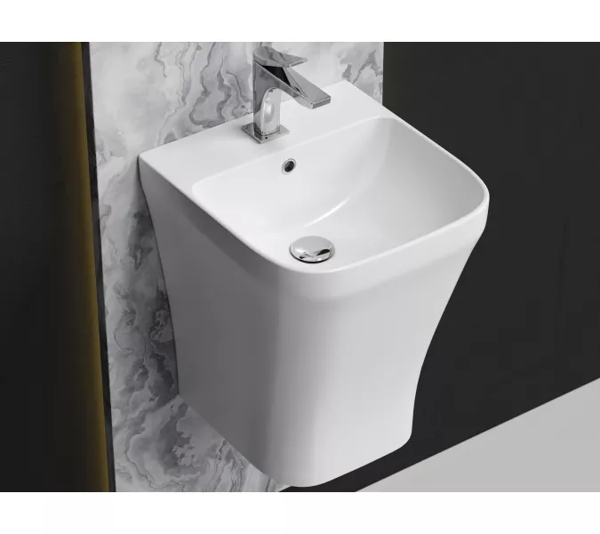 Раковина Ceramica Nova моноблок подвесная DION с отверстием под смеситель, со сливом переливом, Выбрать цвет: Белый