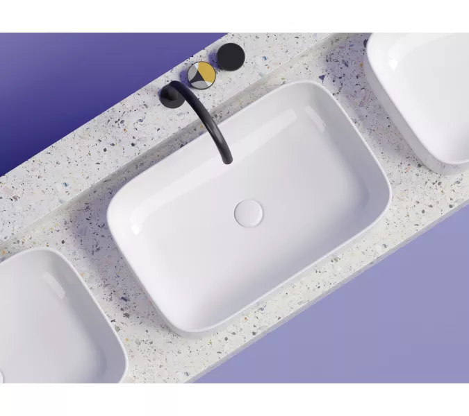 Умывальник чаша Ceramica Nova накладная прямоугольная Element 605*380*150мм, Выбрать цвет: Белый, изображение 3