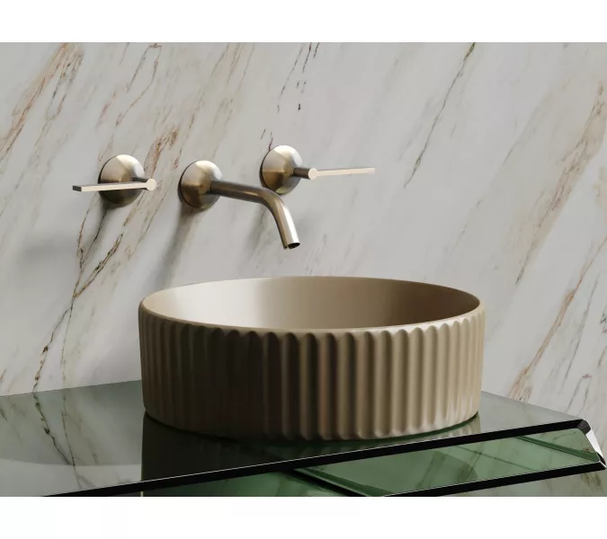 Умывальник чаша Ceramica Nova накладная круглая (цвет Капучино Матовый) Element 360*360*115мм, Выбрать цвет: Бежевый, изображение 2