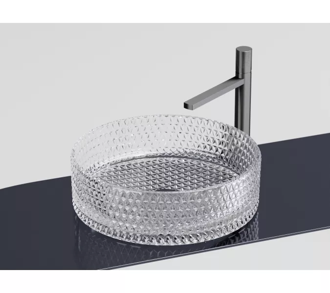 Умывальник чаша Ceramica Nova накладная круглая (прозрачная) Cristal 360*360*112мм, Выбрать цвет: Прозрачный, изображение 8