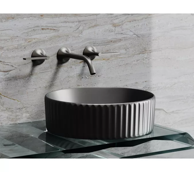 Умывальник чаша Ceramica Nova накладная круглая (цвет Темный Антрацит Матовый) Element 360*360*115мм, Выбрать цвет: Темный антрацит матовый, изображение 3