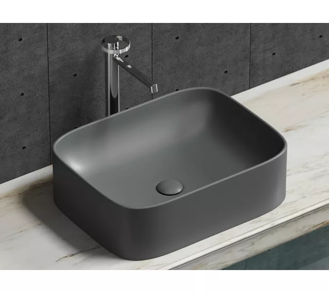 Умывальник чаша Ceramica Nova накладная прямоугольная (цвет Темный Антрацит Матовый) Element 505*380*150мм, Выбрать цвет: Темный антрацит матовый