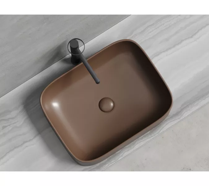Умывальник чаша Ceramica Nova накладная прямоугольная (цвет Темно-Коричневый Матовый) Element 505*380*150мм, Выбрать цвет: Коричневый, изображение 3
