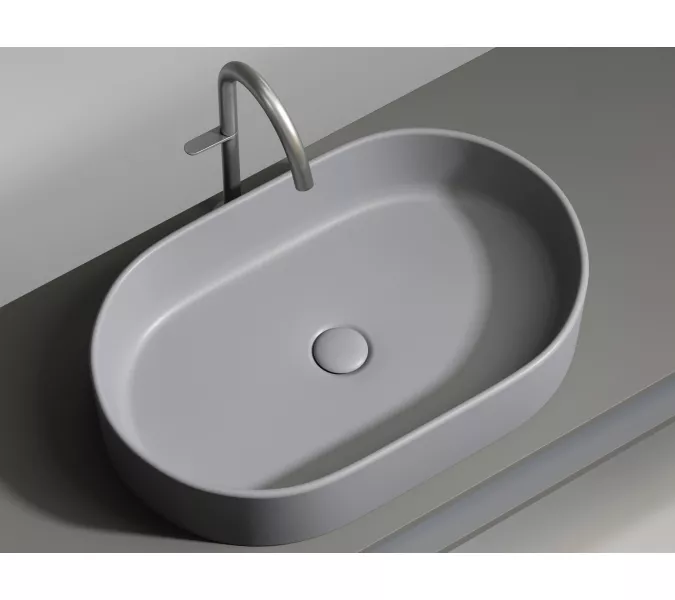 Умывальник чаша Ceramica Nova накладная овальная (цвет Антрацит Матовый) Element 608*385*122мм, Выбрать цвет: Серый антрацит