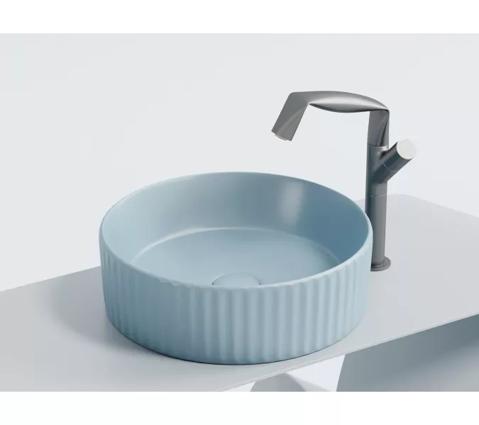 Умывальник чаша Ceramica Nova накладная круглая (цвет Голубой Матовый) Element 360*360*115мм, Выбрать цвет: Голубой, изображение 2