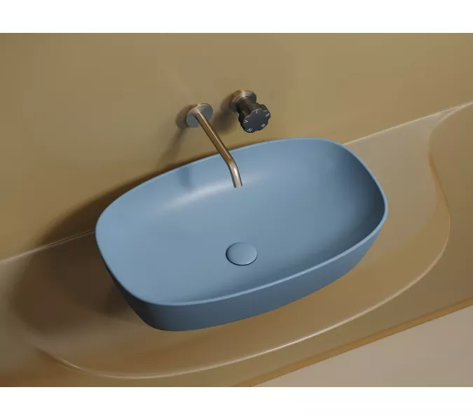 Умывальник чаша Ceramica Nova накладная овальная (цвет Голубой Матовый) Element 600*380*138мм, Выбрать цвет: Голубой