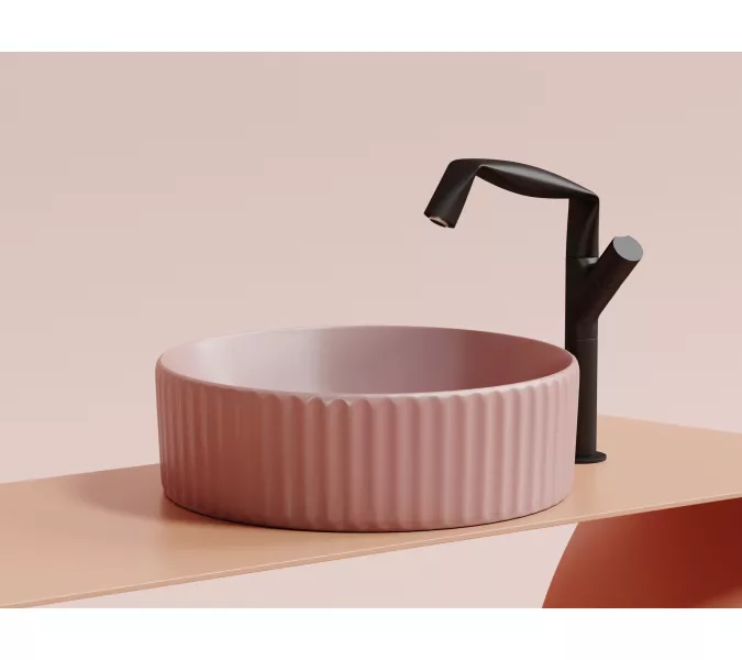 Умывальник чаша Ceramica Nova накладная круглая (цвет Розовый Матовый) Element 360*360*115мм, Выбрать цвет: Розовый, изображение 2
