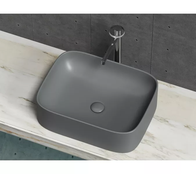 Умывальник чаша Ceramica Nova накладная прямоугольная (цвет Темный Антрацит Матовый) Element 505*380*150мм, Выбрать цвет: Темный антрацит матовый, изображение 3