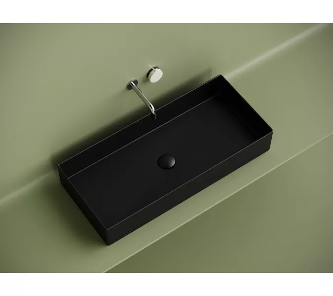 Раковина Ceramica Nova накладная прямоугольная 801*361*130,  без перелива, цвет черный матовый, Выбрать цвет: Черный