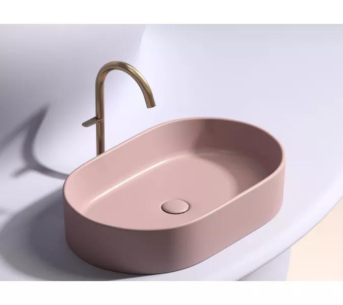 Умывальник чаша Ceramica Nova  накладная овальная (цвет Розовый Матовый) Element 608*385*122мм, Выбрать цвет: Розовый, изображение 3