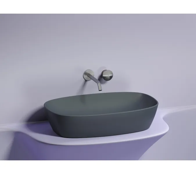 Умывальник чаша Ceramica Nova накладная овальная (цвет Темный Антрацит Матовый) Element 600*380*138мм, Выбрать цвет: Темный антрацит, изображение 3