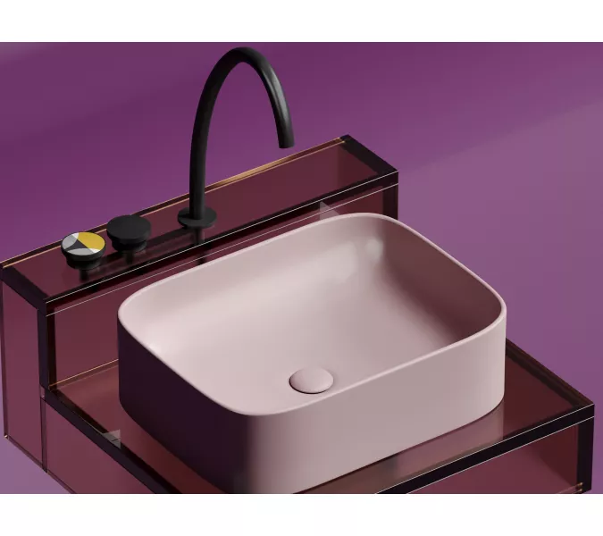 Умывальник чаша Ceramica Nova накладная прямоугольная (цвет Розовый Матовый) Element 505*380*150мм, Выбрать цвет: Розовый, изображение 2