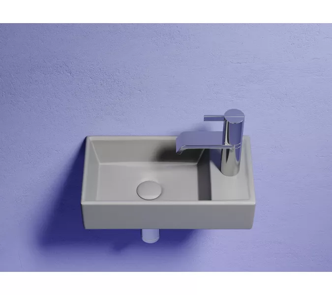 Умывальник подвесной Ceramica Nova L/R, антрацит матовый Element 407*217*100, Выбрать цвет: Антрацит матовый, Ориентация: левая, изображение 3