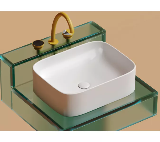 Умывальник чаша Ceramica Nova  накладная прямоугольная (цвет Белый Матовый) Element 505*380*150мм, Выбрать цвет: Белый матовый