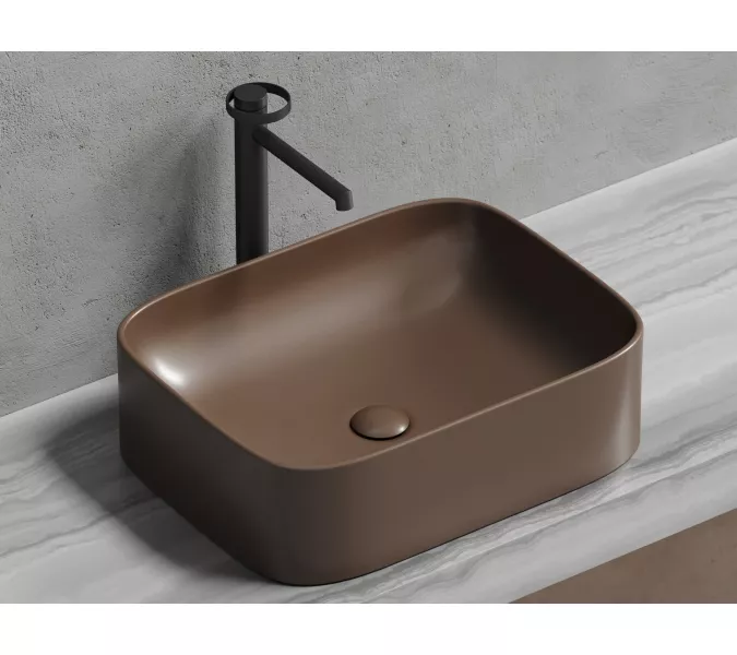 Умывальник чаша Ceramica Nova накладная прямоугольная (цвет Темно-Коричневый Матовый) Element 505*380*150мм, Выбрать цвет: Коричневый