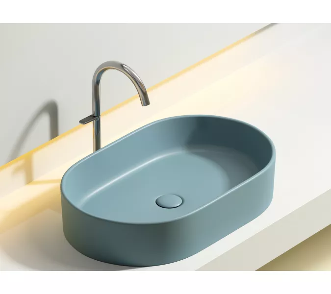 Умывальник чаша Ceramica Nova накладная овальная (цвет Зеленый Матовый) Element 608*385*122мм, Выбрать цвет: Зеленый, изображение 3