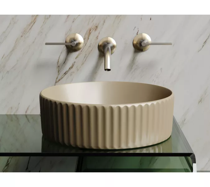 Умывальник чаша Ceramica Nova накладная круглая (цвет Капучино Матовый) Element 360*360*115мм, Выбрать цвет: Бежевый, изображение 3