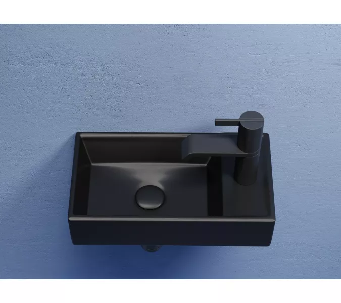 Умывальник подвесной Ceramica Nova L/R,  черный матовый Element 407*217*100, Выбрать цвет: Черный матовый, Ориентация: левая, изображение 3