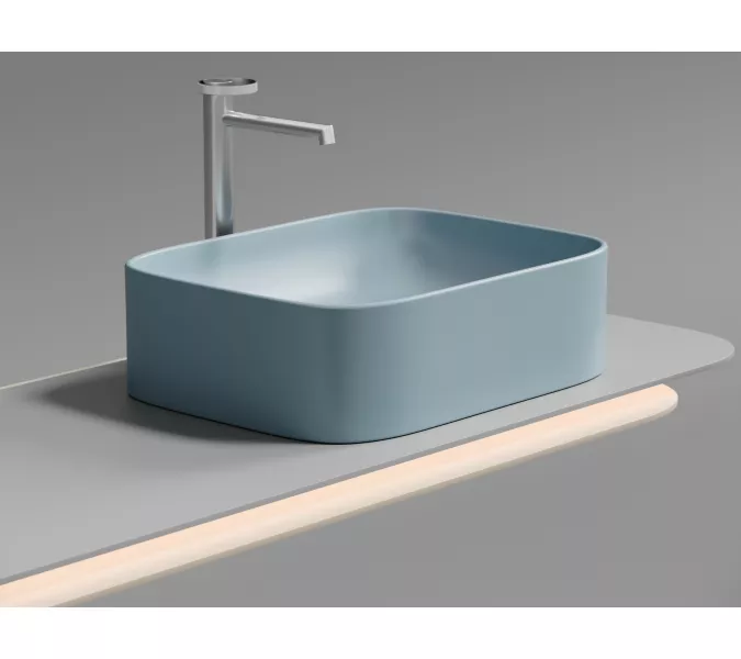 Умывальник чаша Ceramica Nova накладная прямоугольная (цвет Голубой Матовый) Element 505*380*150мм, Выбрать цвет: Голубой, изображение 4