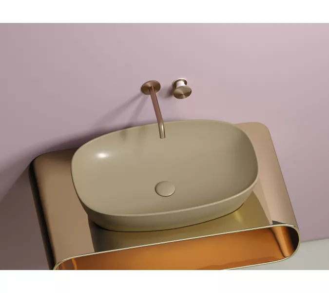 Умывальник чаша Ceramica Nova накладная овальная (цвет Капучино Матовый) Element 600*380*138мм, Выбрать цвет: Бежевый, изображение 3