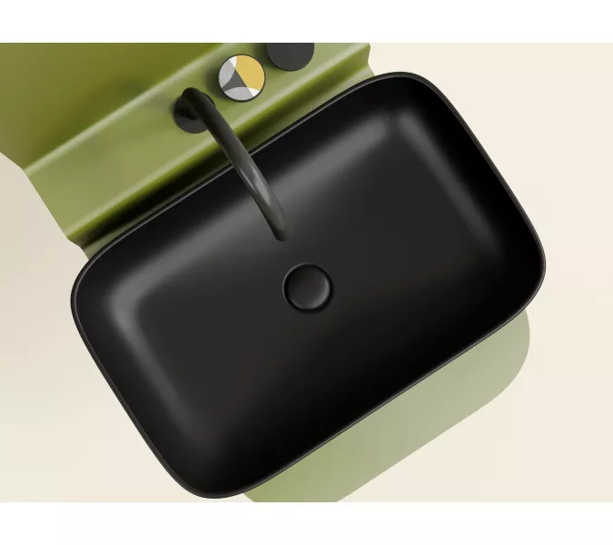 Умывальник чаша Ceramica Nova накладная прямоугольная (цвет Черный Матовый) Element 605*380*122мм, Выбрать цвет: Черный, изображение 3