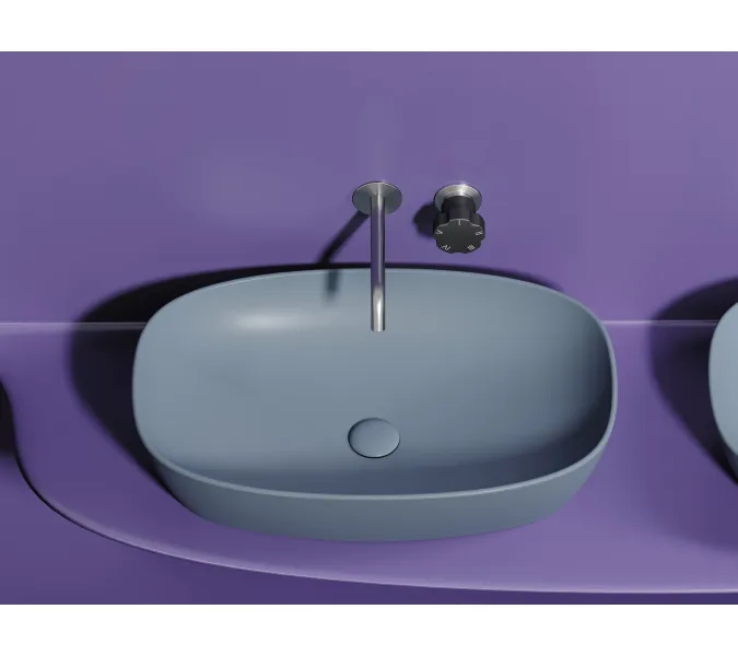 Умывальник чаша Ceramica Nova накладная овальная (цвет Серо-Голубой Матовый) Element 600*380*138мм, Выбрать цвет: Серо-голубой, изображение 3